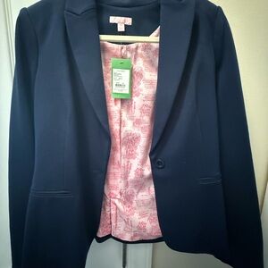 NWT Lilly Pulitzer Navy Blazer with Pink Patterned Lining